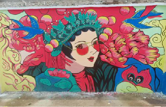 蓝田墙体彩绘-网红墙