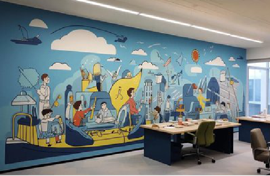 蓝田办公室墙绘的特点。