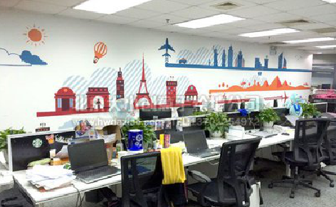 蓝田教你设计办公室墙绘的方法。