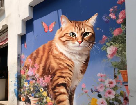 蓝田自己绘制有个性的手绘墙